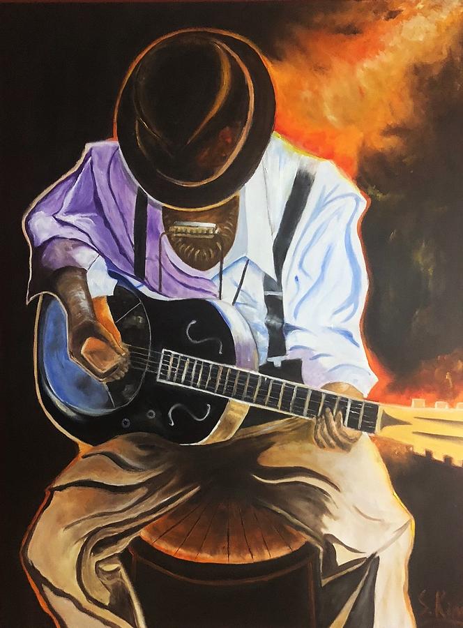 Blues Player Painting by Stephen King