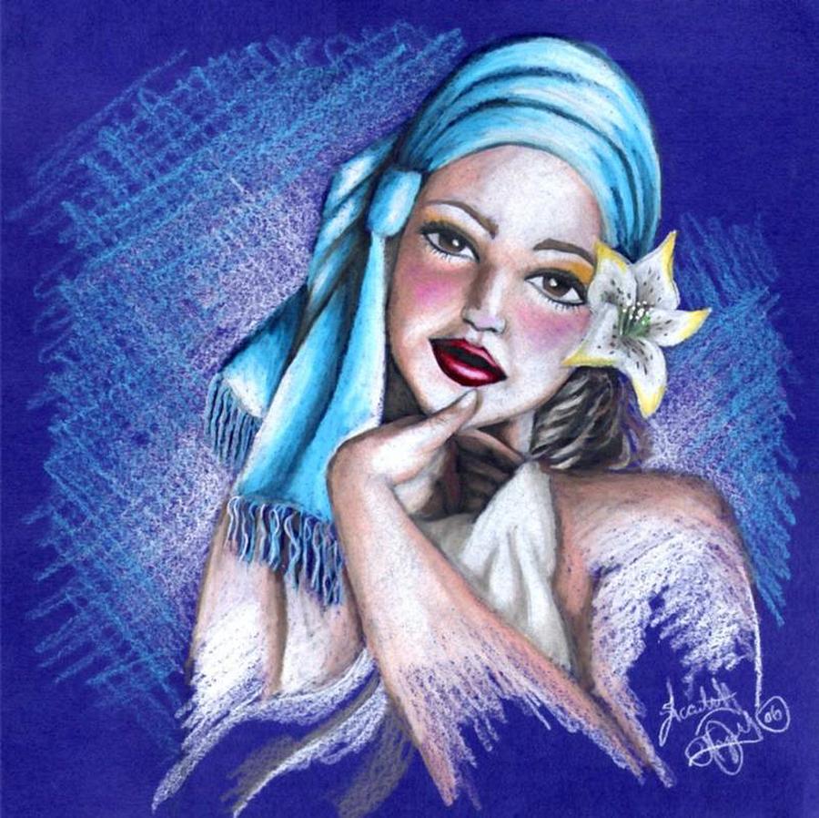Portrait Drawing - Blues by Scarlett Royal Portrait Drawing - Blues by Scarlett Royal