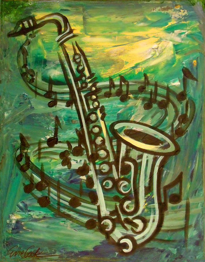 Blues Solo in Green Digital Art by Evie Cook