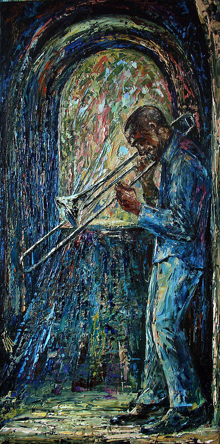 Musician Painting - Bluesy Morning by Natasha Mylius Musician Painting - Bluesy Morning by Natasha Mylius