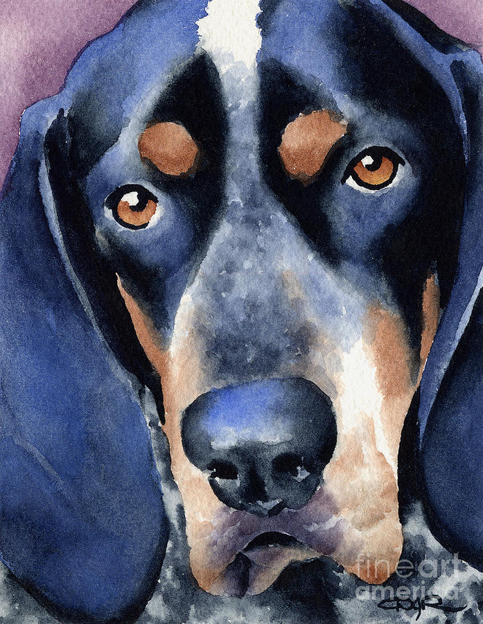 Dog Painting - Bluetick Coonhound by David Rogers
