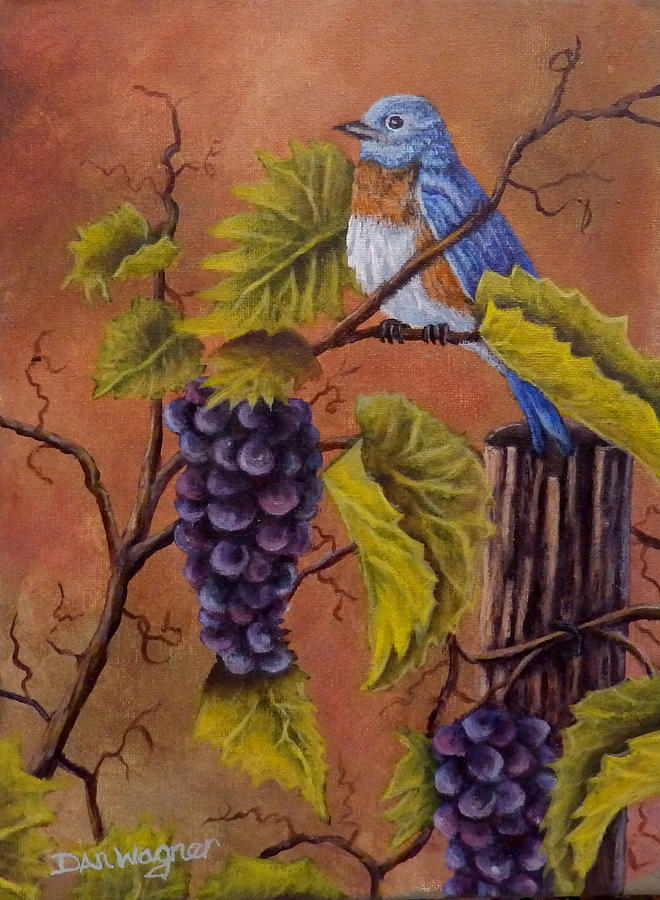 Bluey and the Grape vine Painting by Dan Wagner