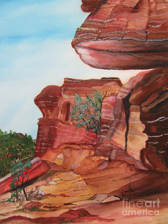 Nature Painting - Bluffs Along the River by Lorita Montgomery
