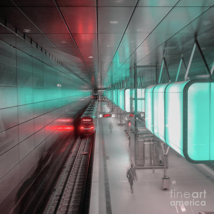Blurred silhouette of people on subway station Photograph by Marina Usmanskaya