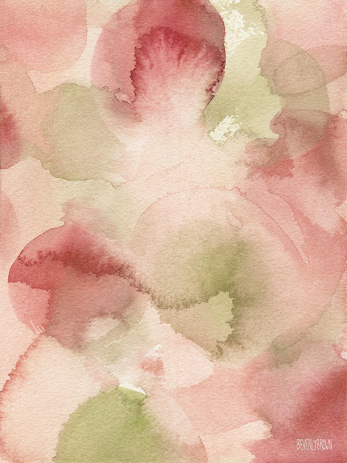 Blush Pink Green Persimmon Painting by Beverly Brown