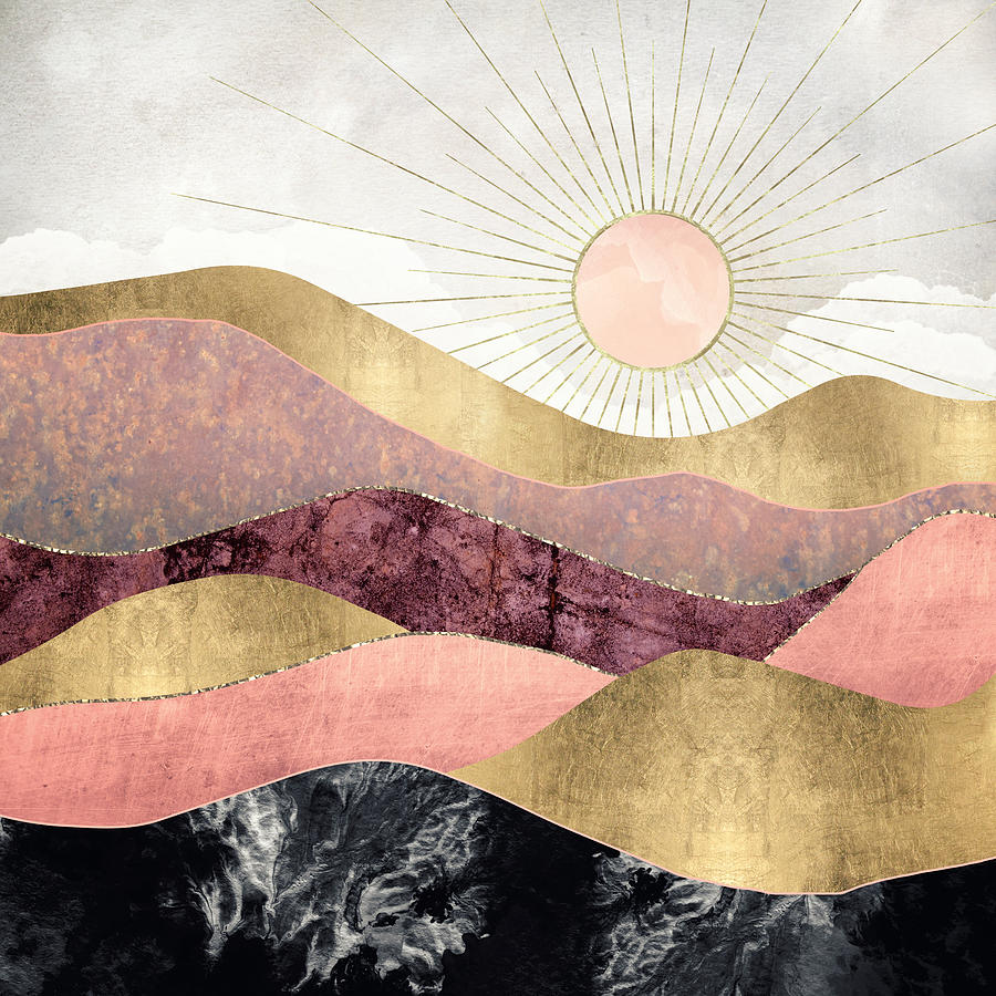 Mountain Digital Art - Blush Sun by Spacefrog Designs