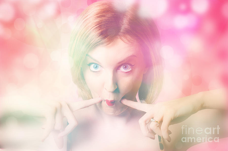 Blushing pinup girl in haze of makeup hues Photograph by Jorgo Photography