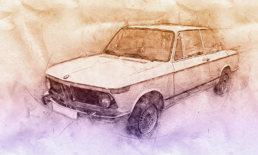 Bmw 02 Series 2 - Ececutive Car - 1966 - Automotive Art - Car Posters Mixed Media
