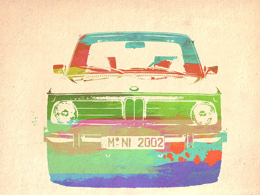 Car Painting - BMW 2002 Front Watercolor 3 by Naxart Studio