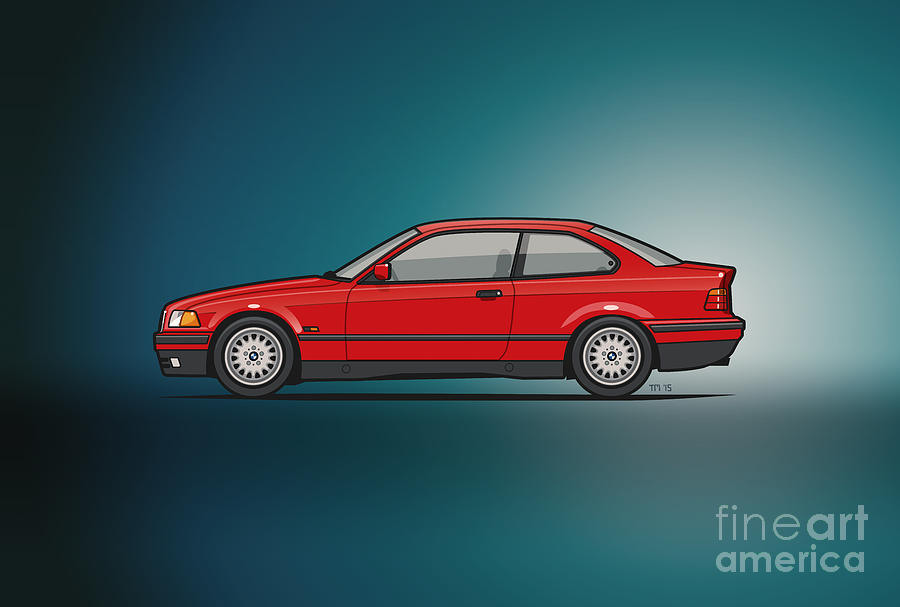 Bmw 3 Series E36 Coupe Red Mixed Media by Monkey Crisis On ...