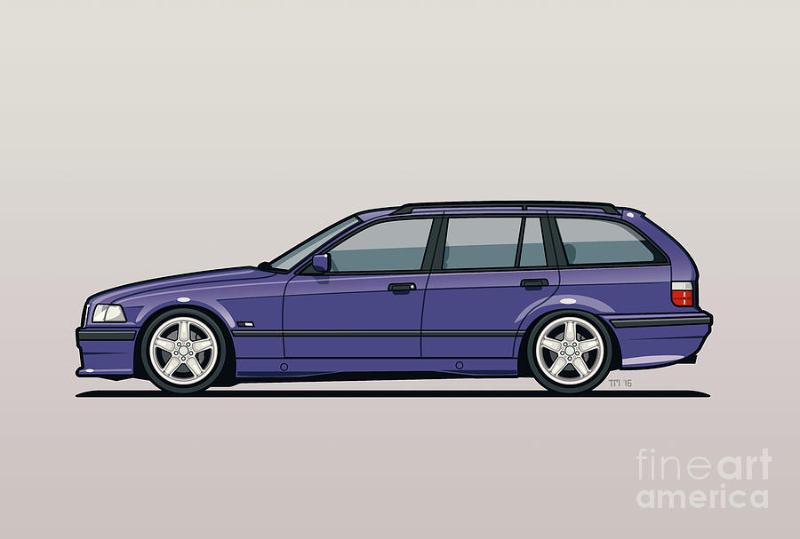 San Diego Digital Art - BMW E36 328i 3-Series Touring Wagon Techno Violet by Tom Mayer II Monkey Crisis On Mars