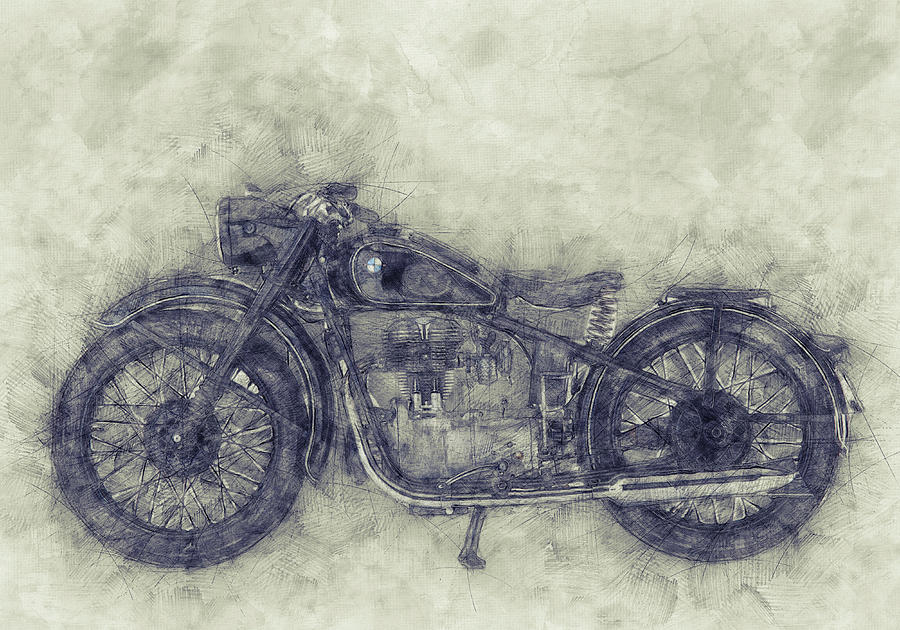 Transportation Mixed Media - BMW R32 - 1919 - Motorcycle Poster 1 - Automotive Art by Studio Grafiikka