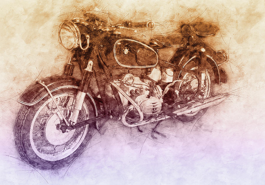 Bmw R60/2 - 1956 - Bmw Motorcycles 2 - Vintage Motorcycle Poster - Automotive Art Mixed Media