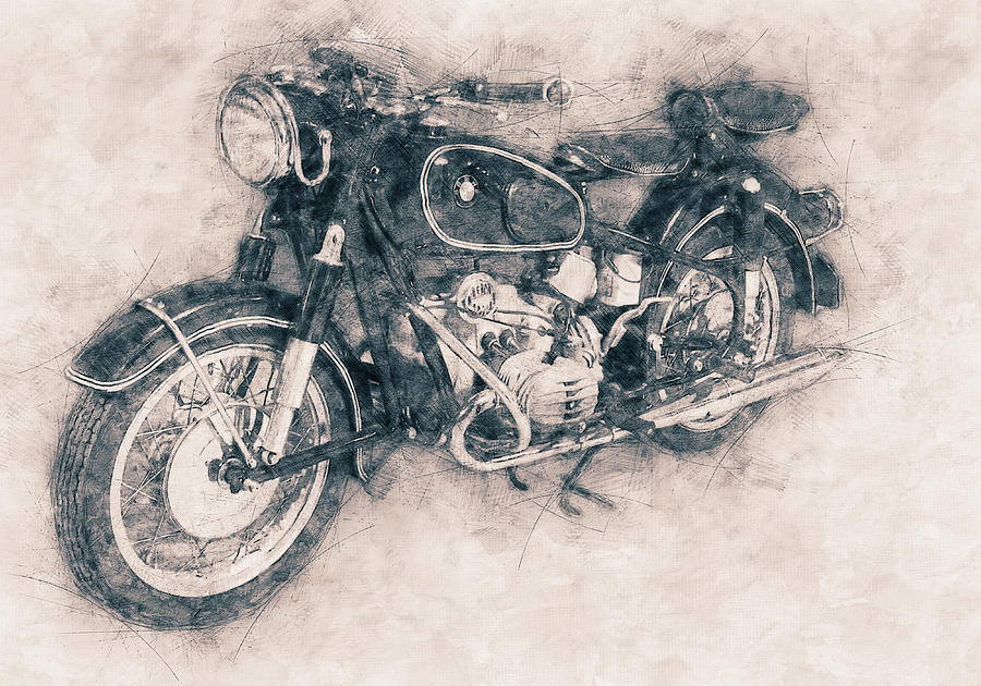 BMW R60/2 - 1956 - BMW Motorcycles - Vintage Motorcycle Poster - Automotive Art Mixed Media by Studio Grafiikka