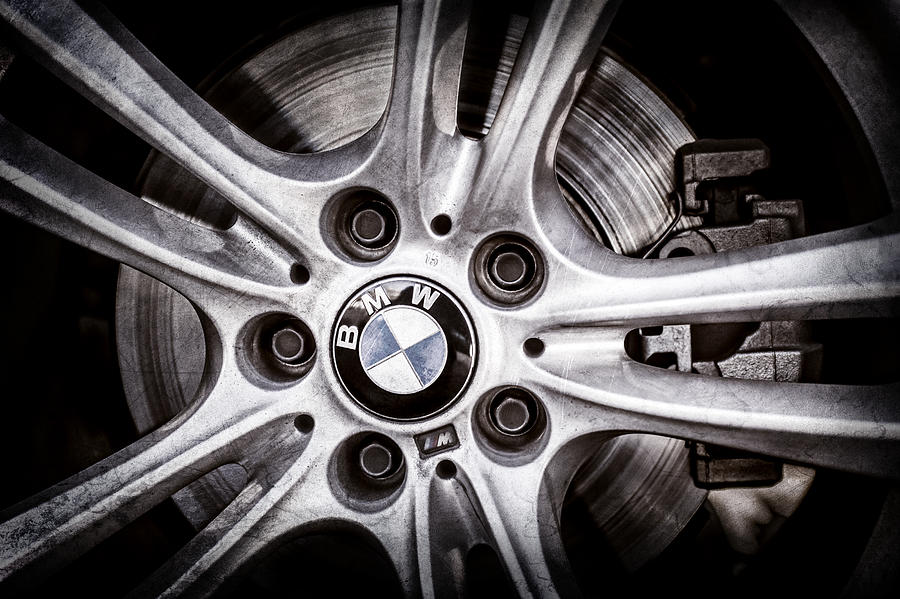 Transportation Photograph - BMW Wheel Emblem -0049ac by Jill Reger