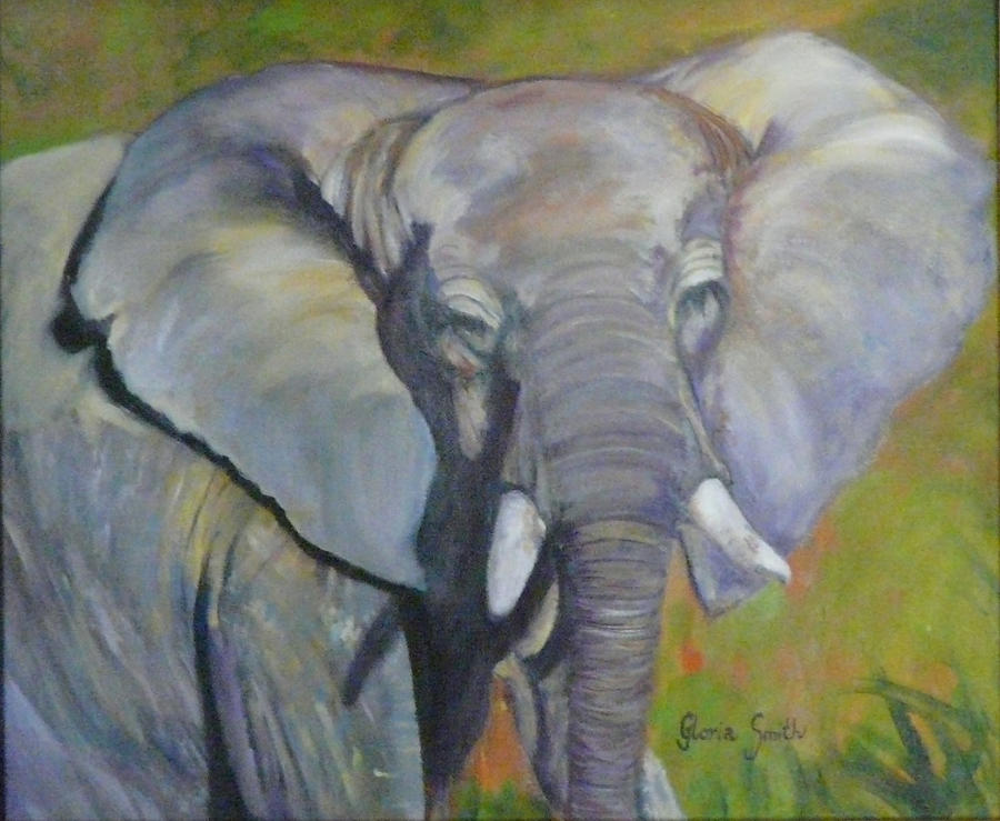 Bo Bo The Elephant Painting by Gloria Smith