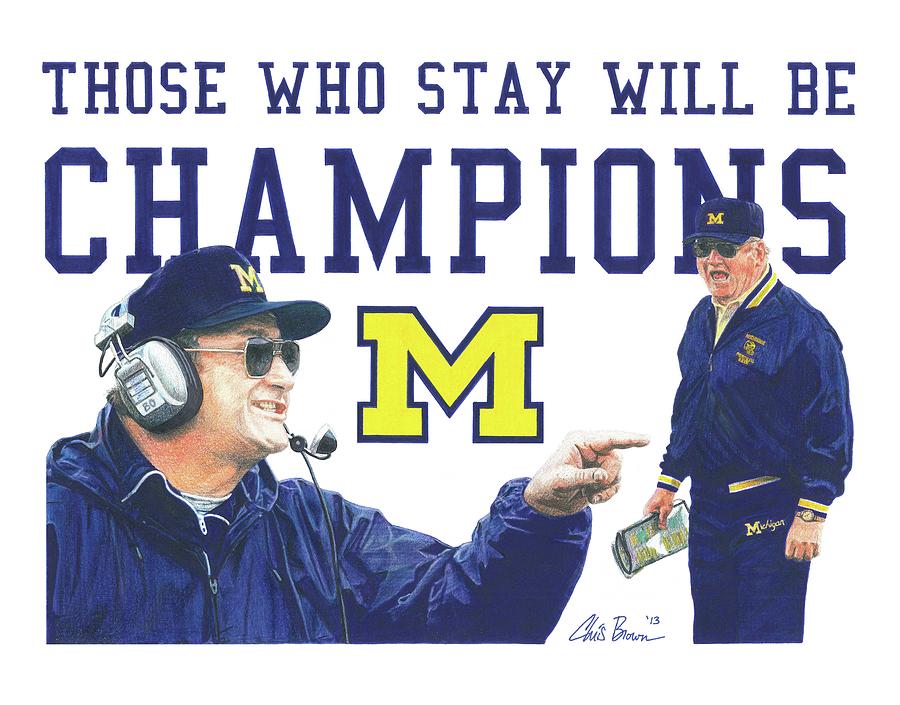 Bo Schembechler Drawing by Chris Brown