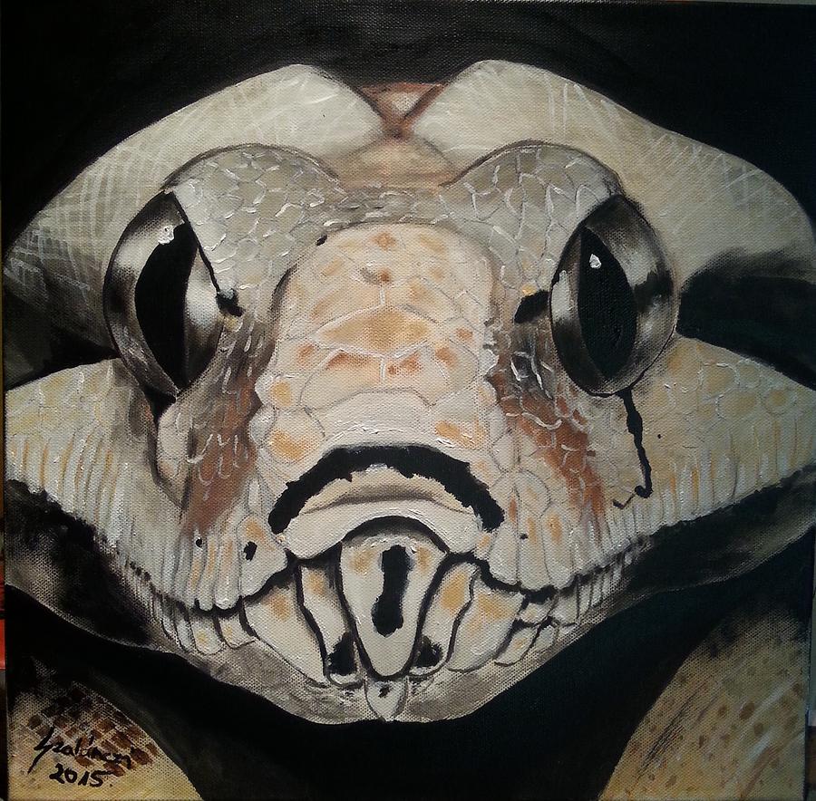 Snake Painting - Boa head by Judit Szalanczi