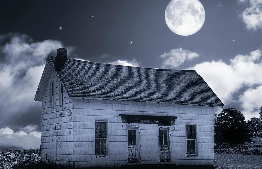 Boarded Up House in the Moonlight Photograph by William Sturgell