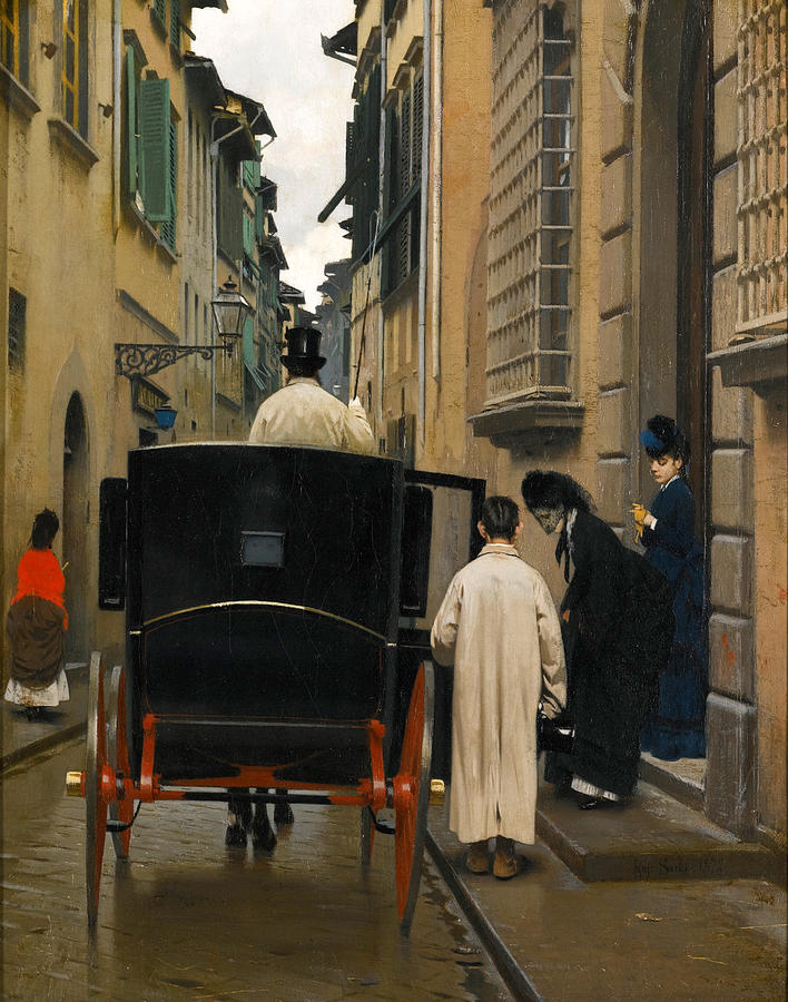 Boarding the Carriage. Rome Painting by Raffaello Sorbi