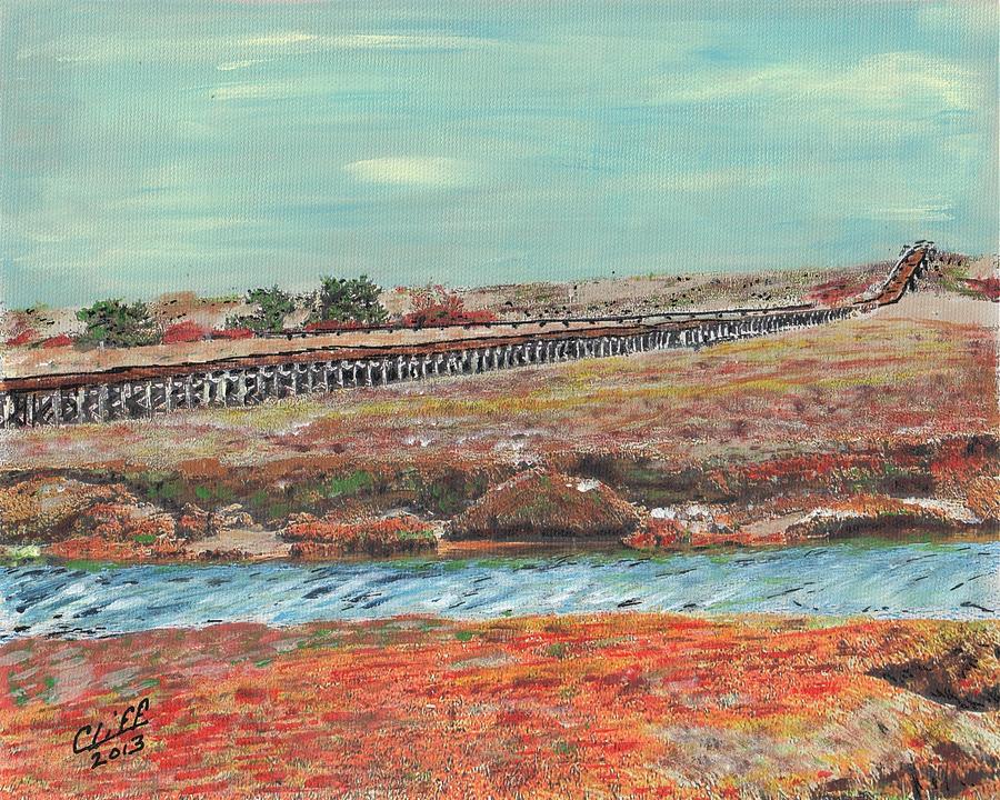 Boardwalk at Sandwich MA Painting by Cliff Wilson