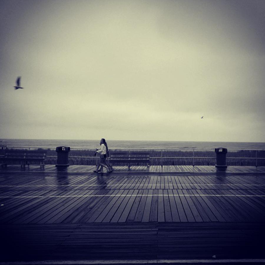 Ocnj Photograph - Boardwalk Rain. #blackandwhite #ocnj by Jeff Jones