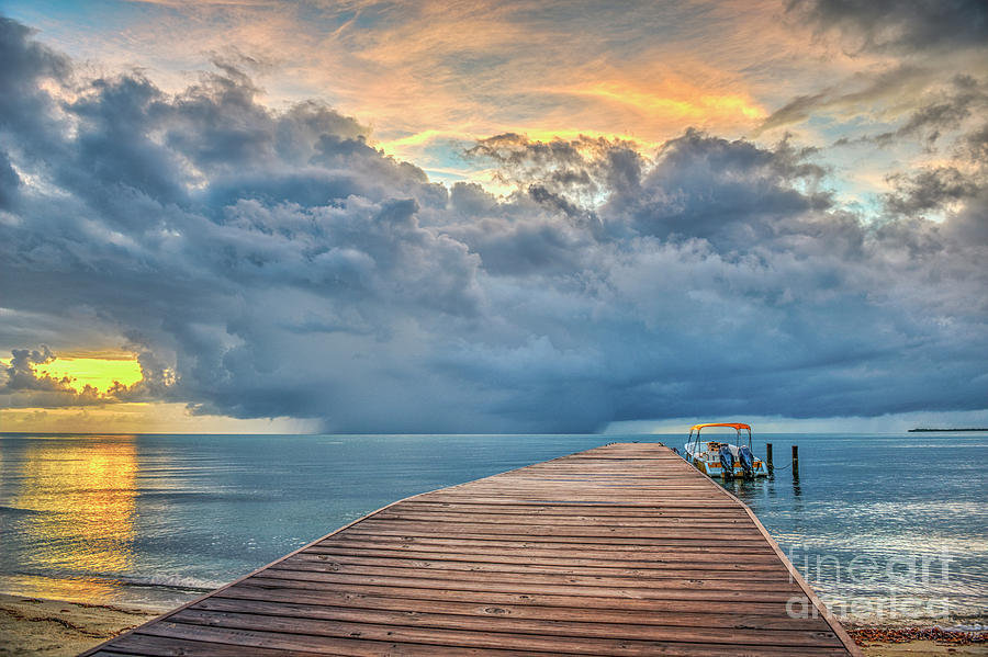 Boardwalk Sunrise Rain Clouds Photograph by David Zanzinger