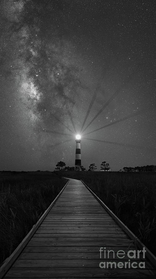 Boardwalk To Bodie Island Light BW Photograph by Michael Ver Sprill