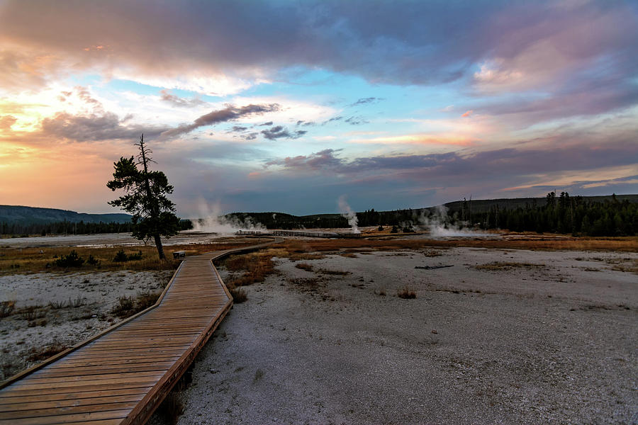 Boardwalks, Sunsets And Hotsprings Photograph