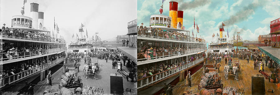 Boat - A vacation to remember - 1901 Side by side Photograph by Mike Savad