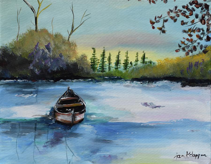Boat Abandoned on the Lake Painting by Jan Dappen