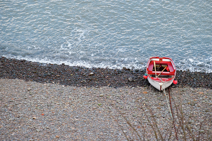 Boat and Beach from Above Photograph by Helen Jackson