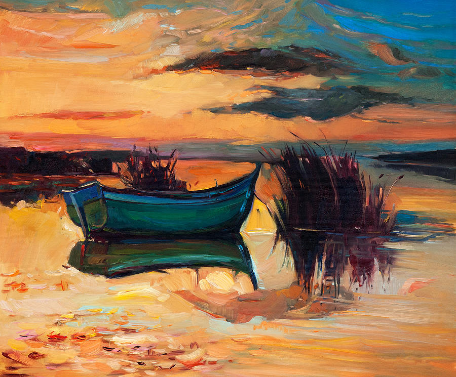 Impressionism Painting - Boat and lake by Boyan Dimitrov