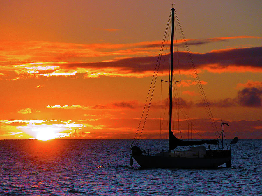Boat and Sunset  Photograph by Harry Spitz