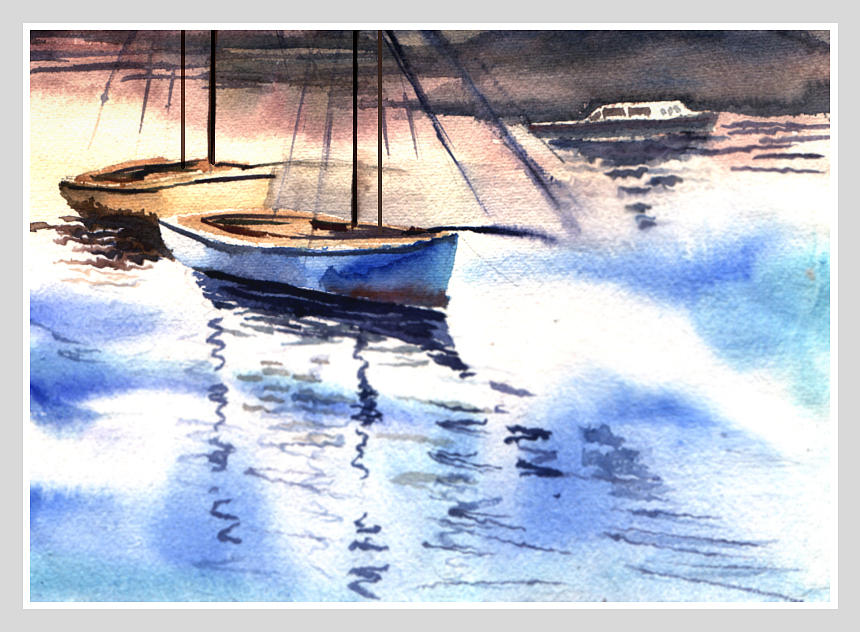 Boat and the River Painting by Anil Nene