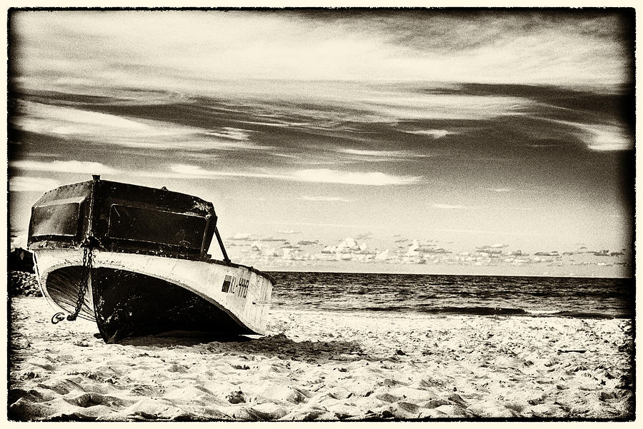 Black And White Photograph - Boat by Andrius Mezelis