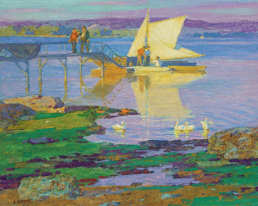 Boat At Dock Painting by Edward Henry Potthast