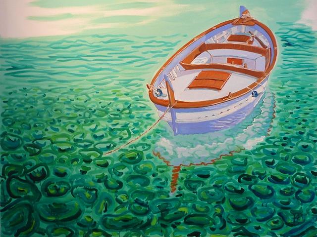 Summer Painting - boat at Port de la Selva by Xavier Florensa