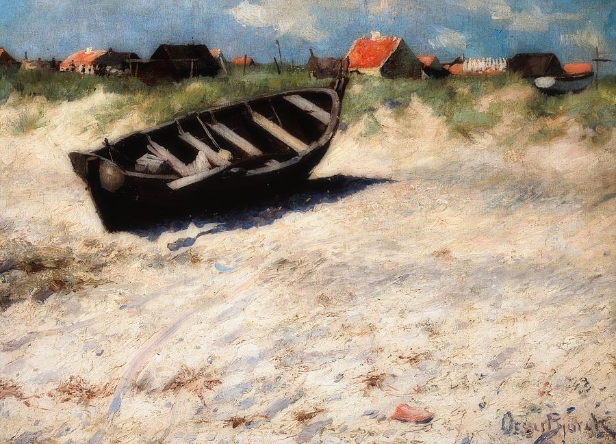 Nature Painting - Boat At Skagens South Beach by Mountain Dreams