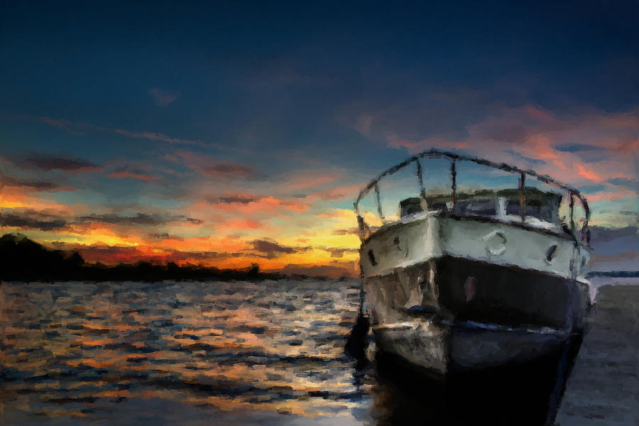 Sunset Digital Art - Boat at sunset 2.0 by Giuseppe Cesa Bianchi