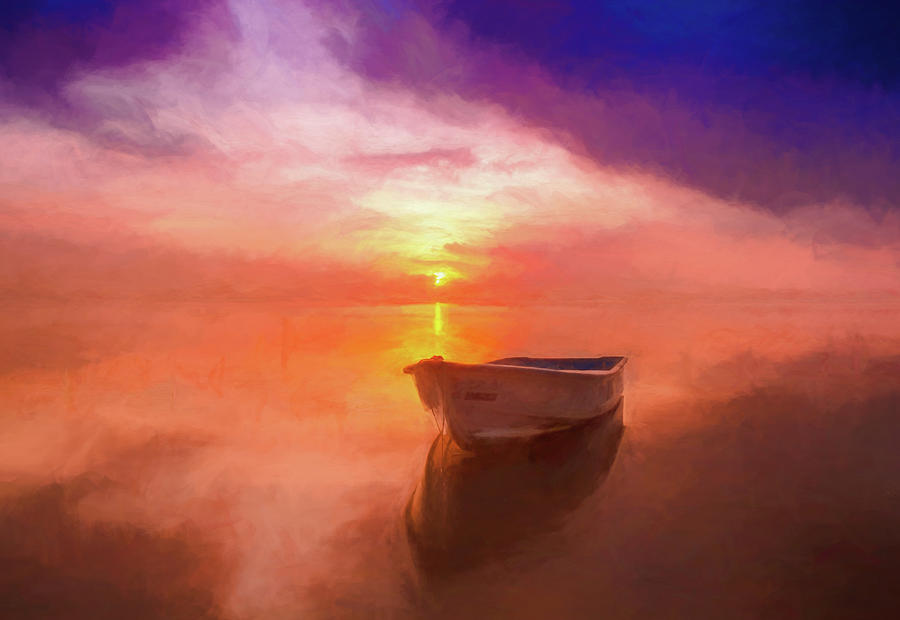 Boat at Sunset Glaze Digital Art by Roy Pedersen