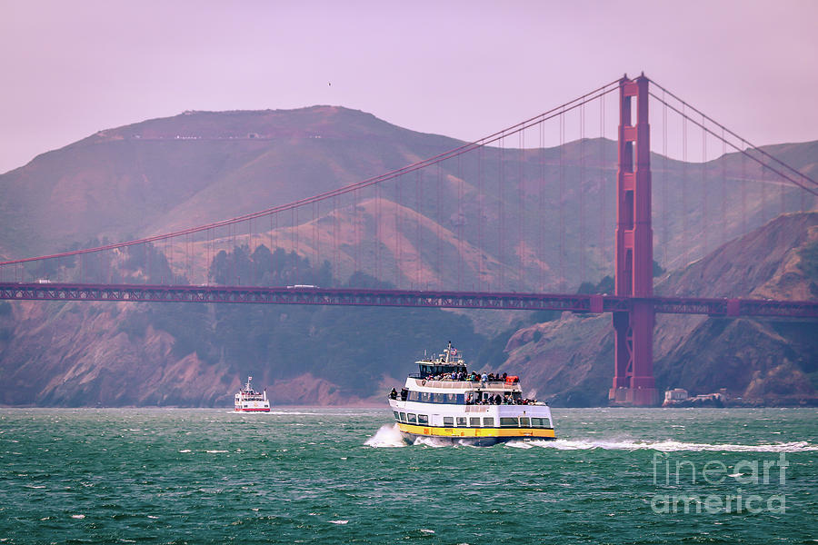 Architecture Photograph - Boat cruise at Golden Gate bridge by Claudia M Photography