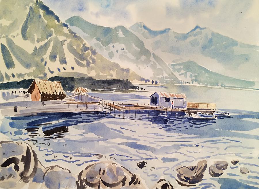 Boat Dock on Lake Atitlan Painting by Robert Fugate