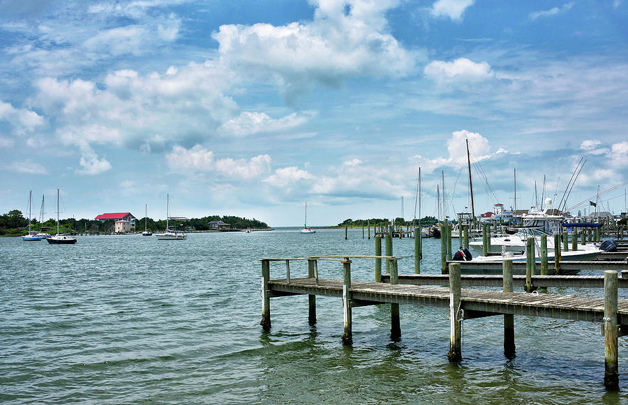 Boat Dock on Silver Lake - Ocracoke Island Photograph by Brendan Reals