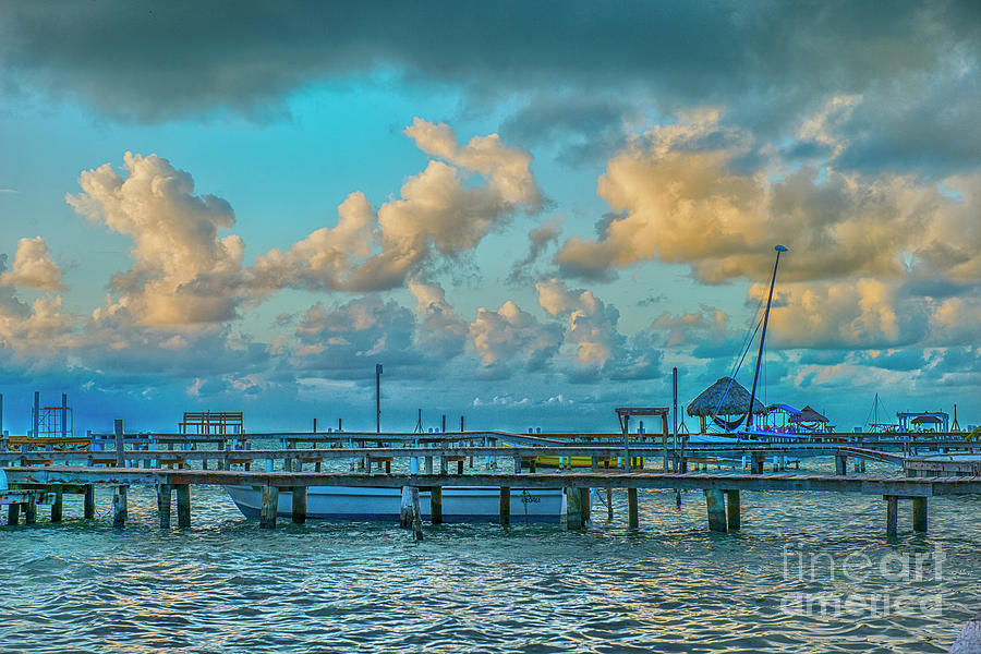 Boat Docks and Sunrise Clouds Photograph by David Zanzinger