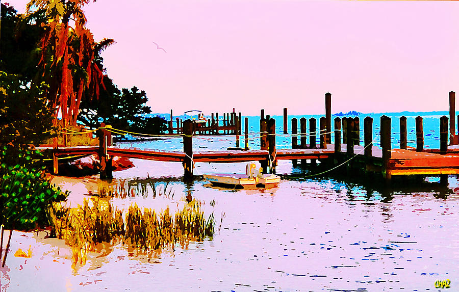 Boat Docks on the River Painting by CHAZ Daugherty