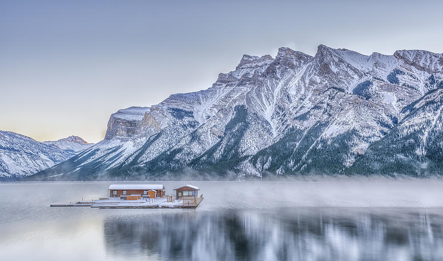 Banff National Park Photograph - Boat House Lake Minnewanka Banff National Park by Yves Gagnon