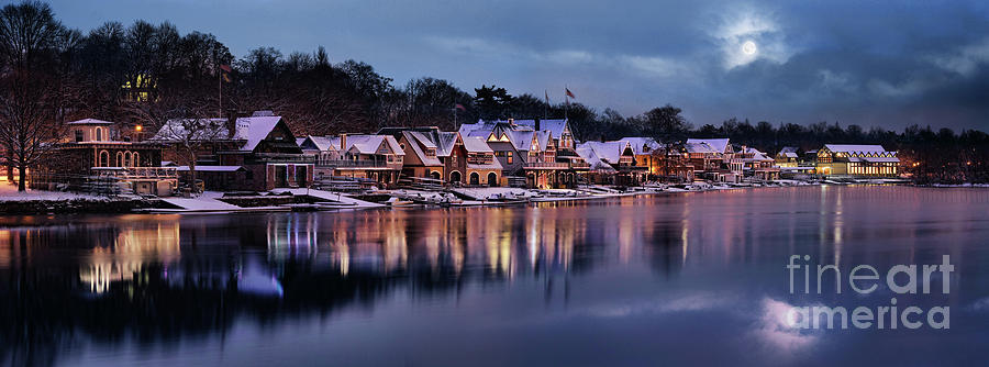 Philadelphia Photograph - Boat House Row Snow Panorama by Ultra Violet Photography