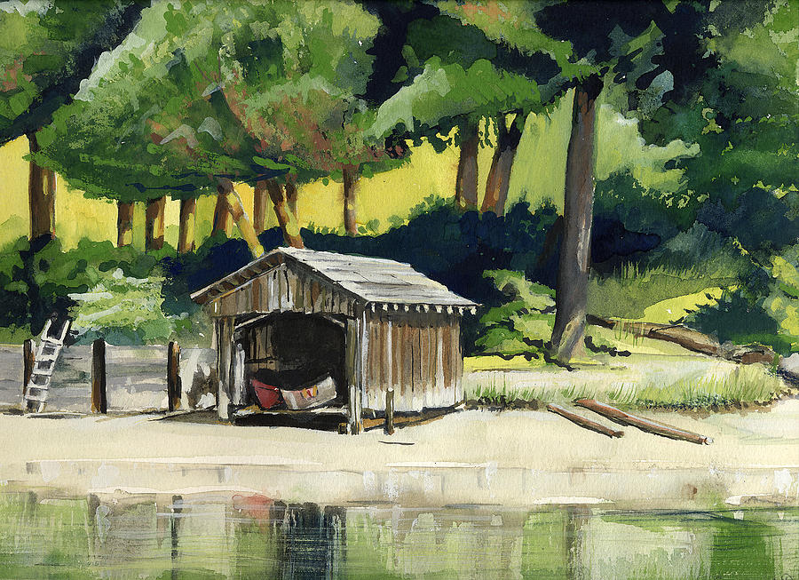 Boat house  Painting by Synnove Pettersen