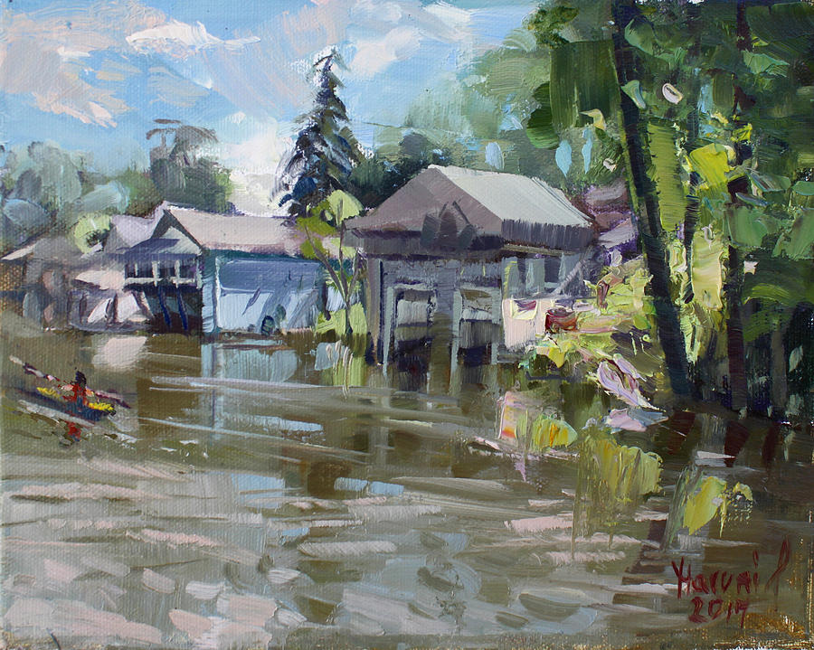 Boat Houses Painting by Ylli Haruni